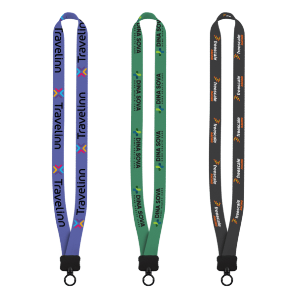 3/4" Dye-Sublimated Stretchy Elastic Lanyard with Plastic Clamshell and Plastic O-Ring 3