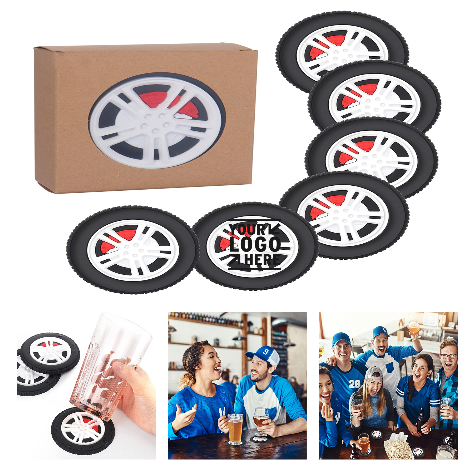 6 Pieces Silicone Drink Coaster Set 2