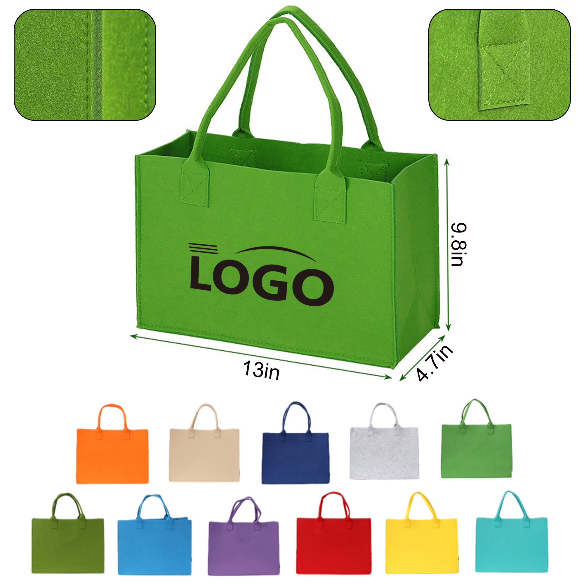 MOQ50 Reusable Portable Felt Grocery Tote Bag, custom tote bag with logo imprint 2