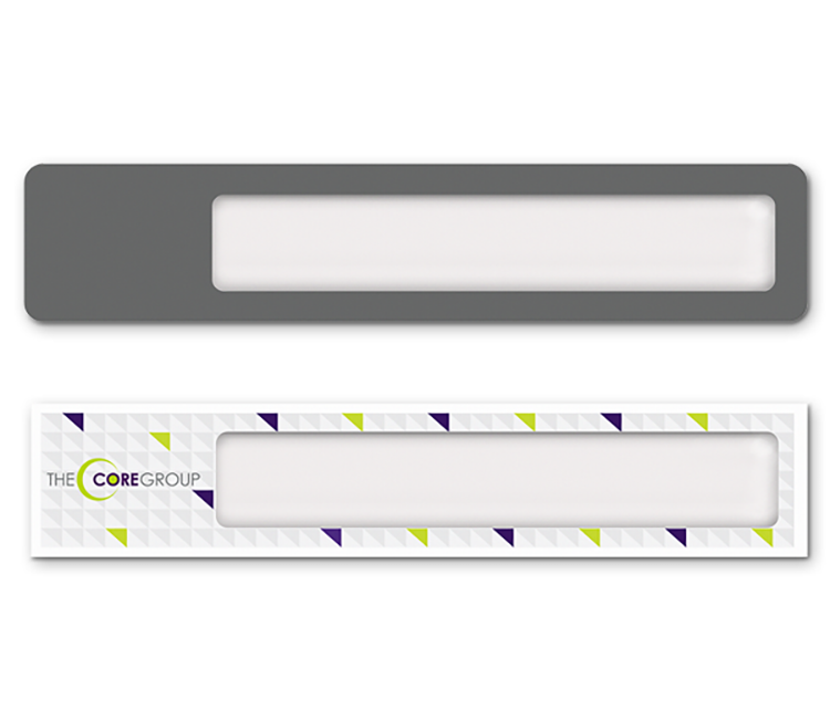 The Plato full color reusable name plate. 2"x10" 5