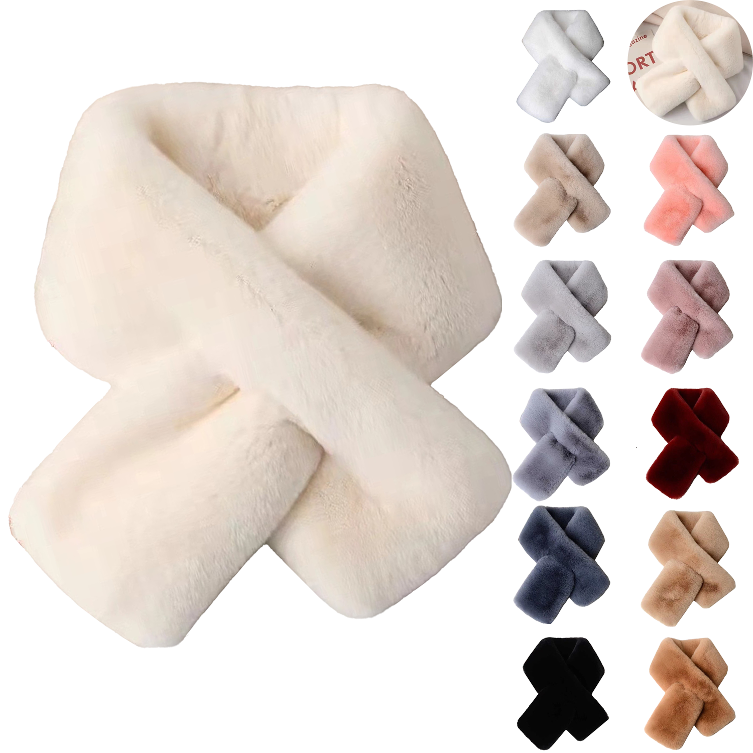 Cotton-Polyester Winter Warm Plush Scarf 5