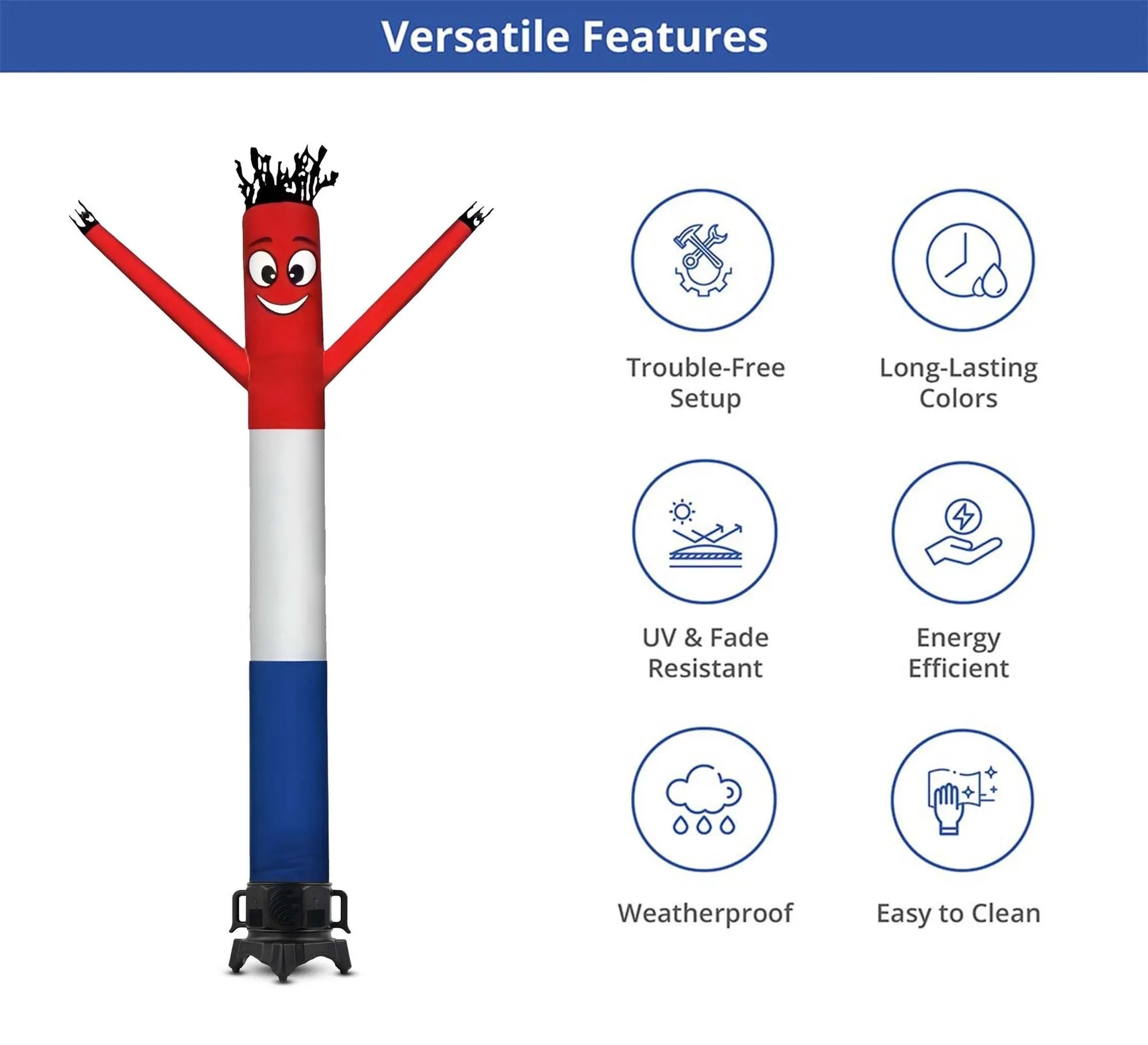 Red White Blue Inflatable Tube Man with blower 8
