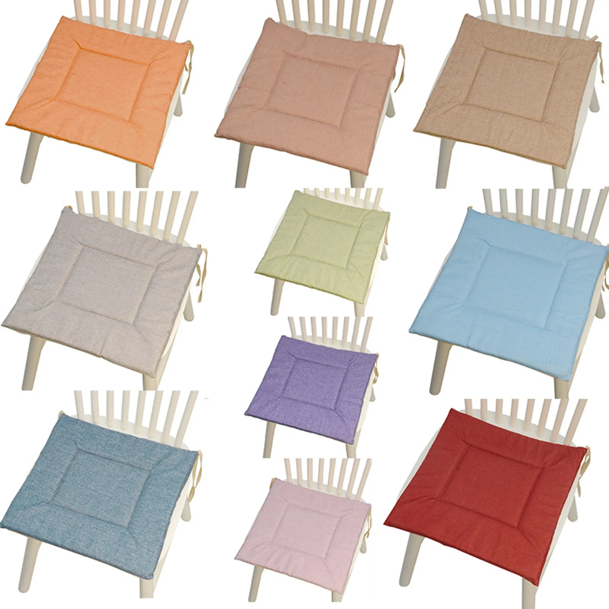 Natural Linen Square Seat Cushion With Removable Cover 1