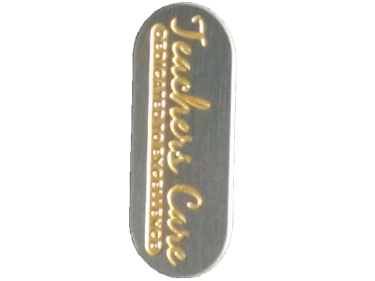 Oval 0.65" Polished Nickel Etched Lapel Pin with Gold Color Fill - USA Made 2