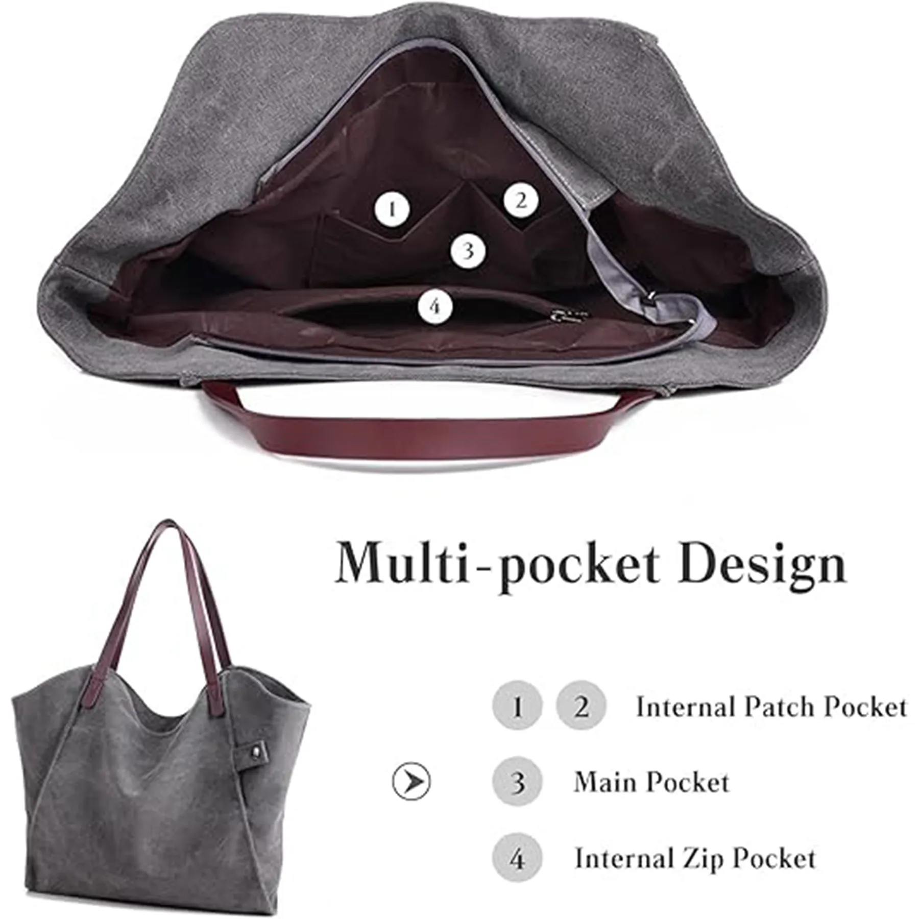 Canvas Tote Large Shoulder Bag, custom tote bag with logo imprint 6