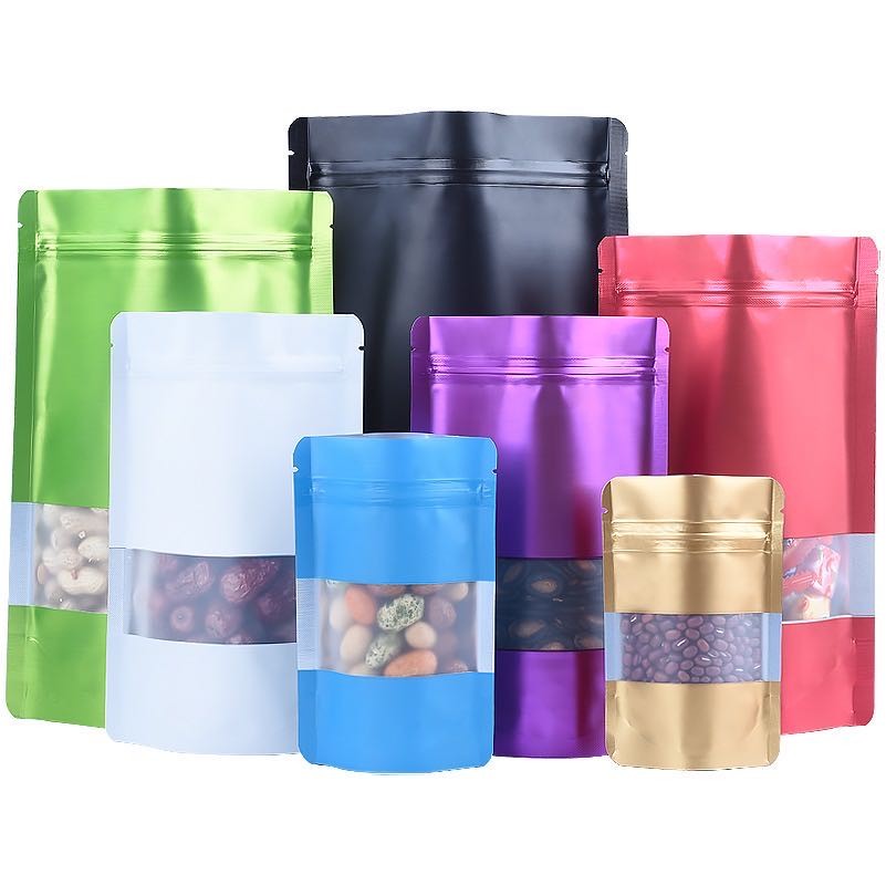 Zip Lock Bag With Window Metallic Plastic Pouch For Food 1