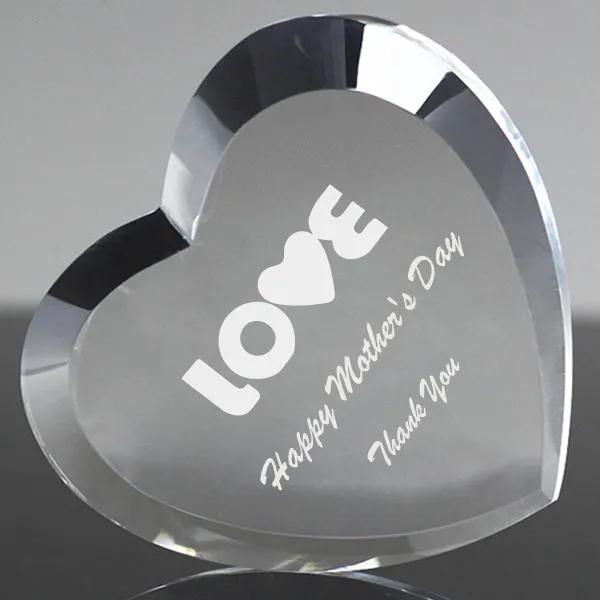 Beveled Heart Shape Crystal Paperweight 6