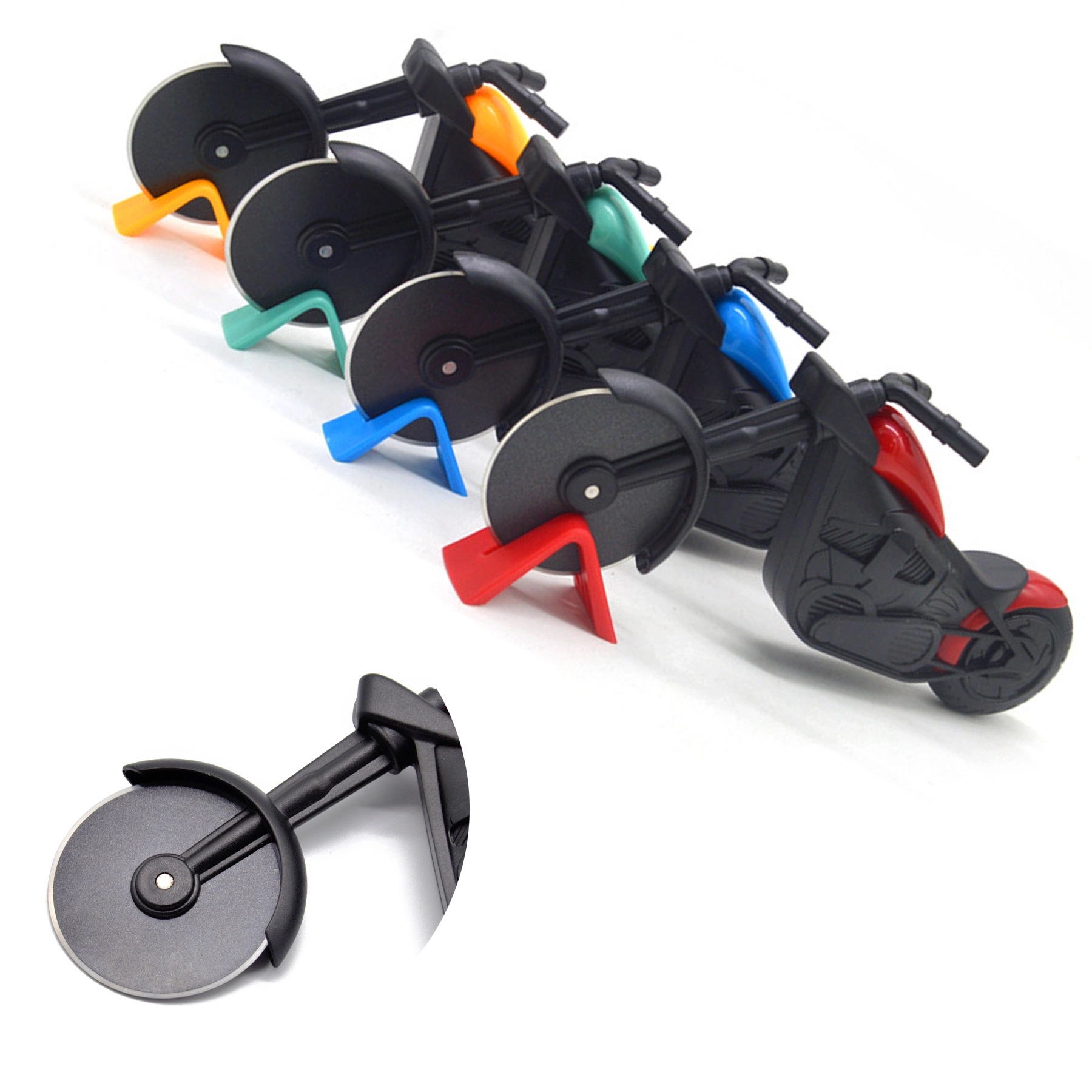 Motorcycle Roller Pizza Cutter, custom kitchen gadget with logo imprint 1