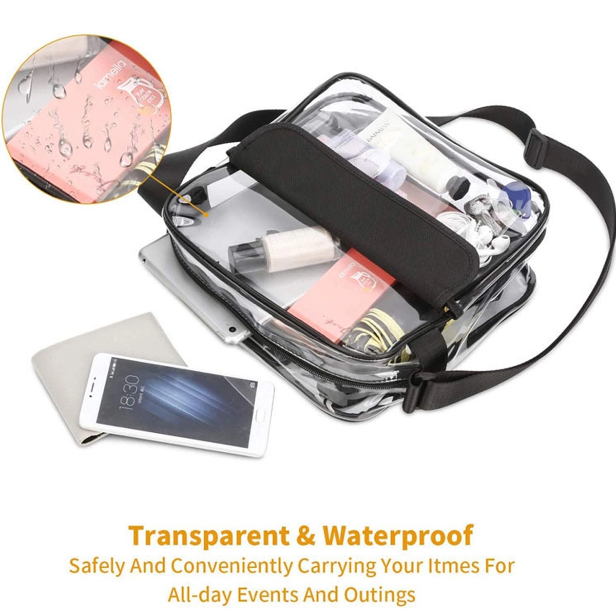 Custom Large Durble Transparent PVC Shoulder Bag 8