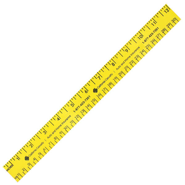 12" Fluorescent Wood Ruler - English & Metric Scale 11