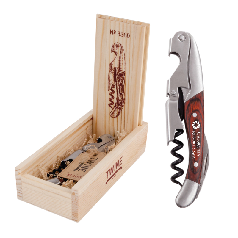 Twine Living® Wooden Double Hinged Corkscrew with Gift Box
