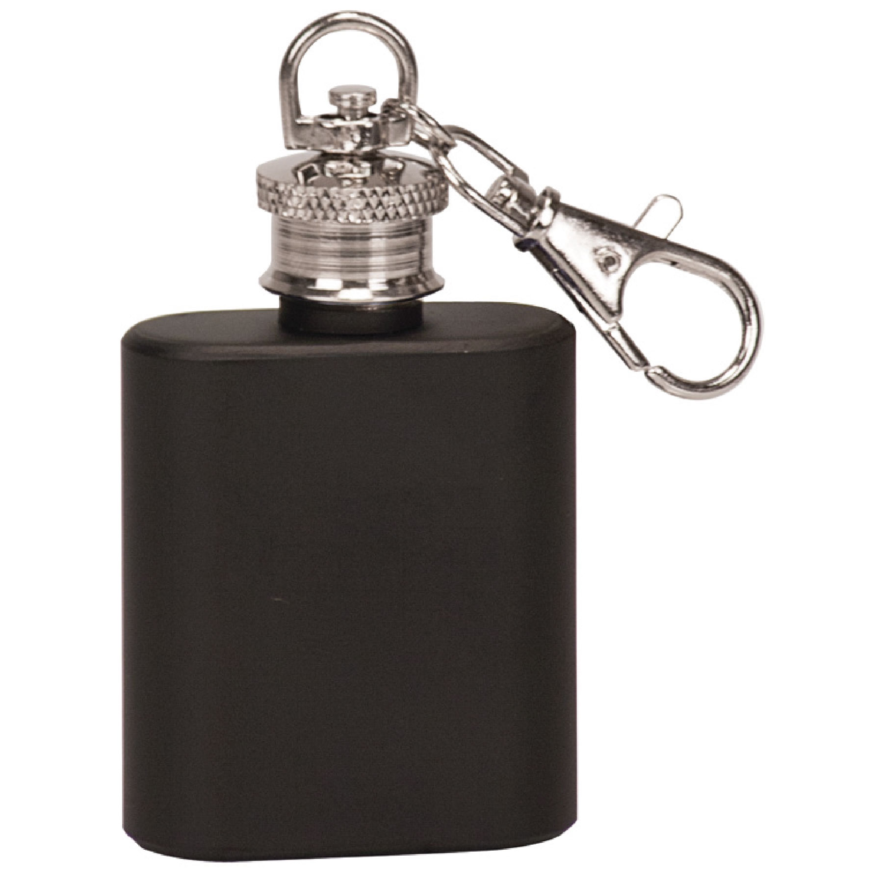 1oz Black Stainless Steel Flask Keychain 2