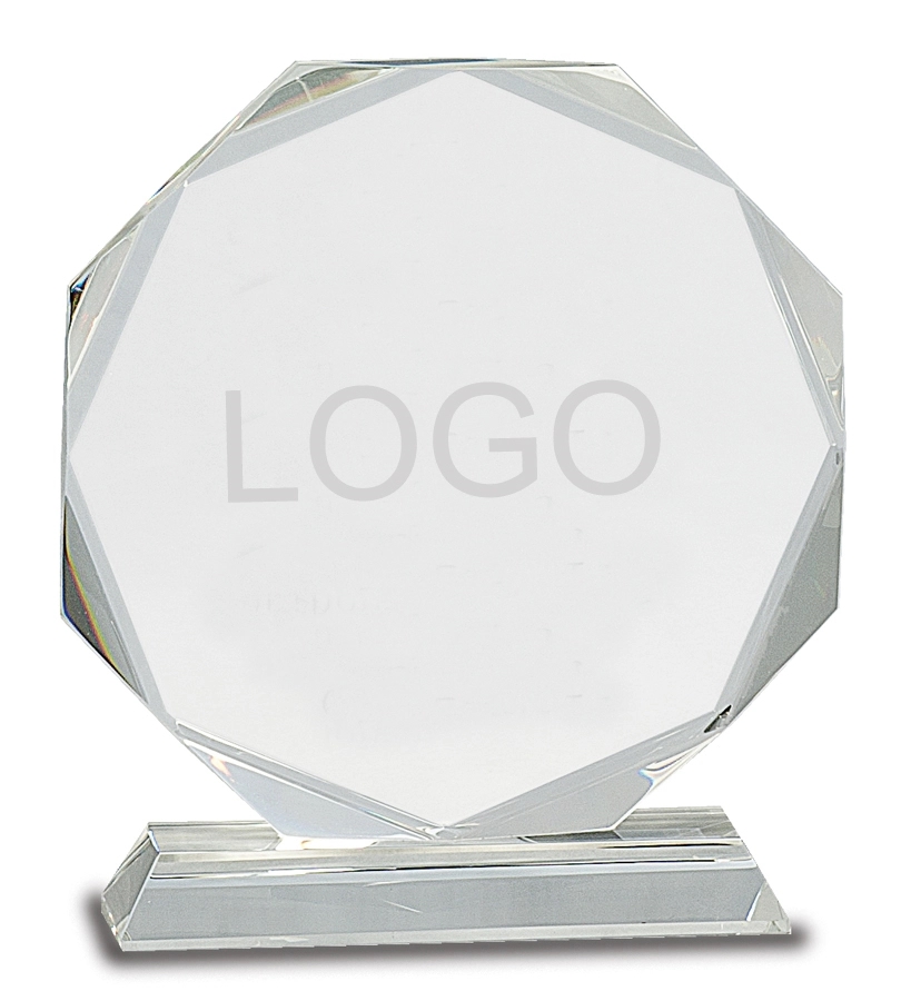 Personalized Round Facet Crystal Award 3