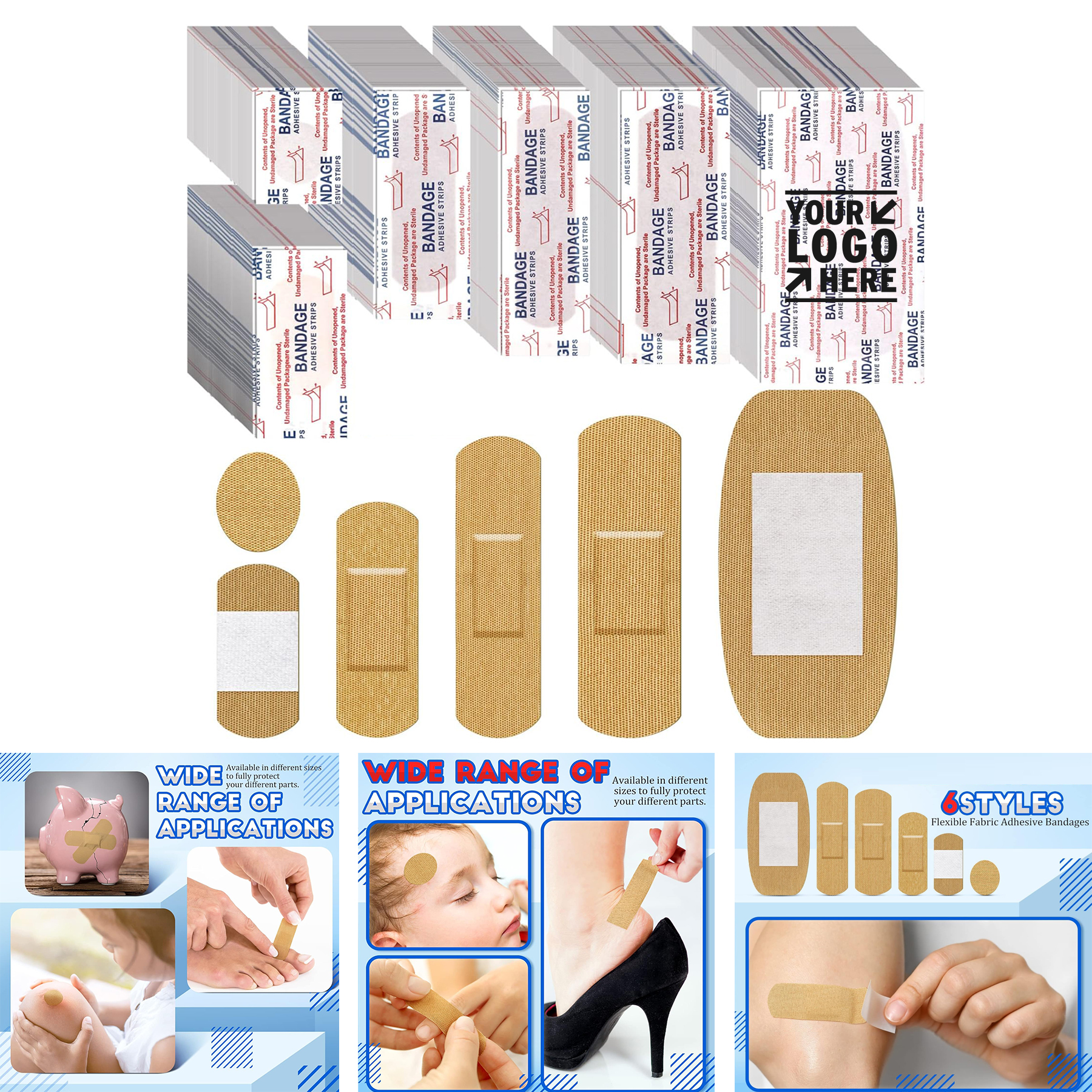 Assorted Flexible Family Variety Pack Small Comfortable Fabric Adhesive Fingertip Bandage