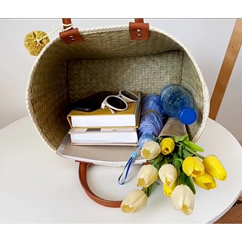 Straw Striped Beach Tote Bag 7
