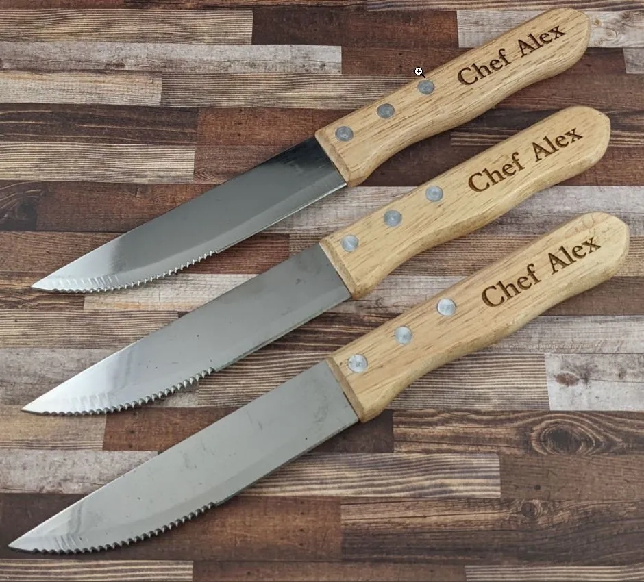 Custom Engraved 6 Steak Knife Set - Made in the USA 3