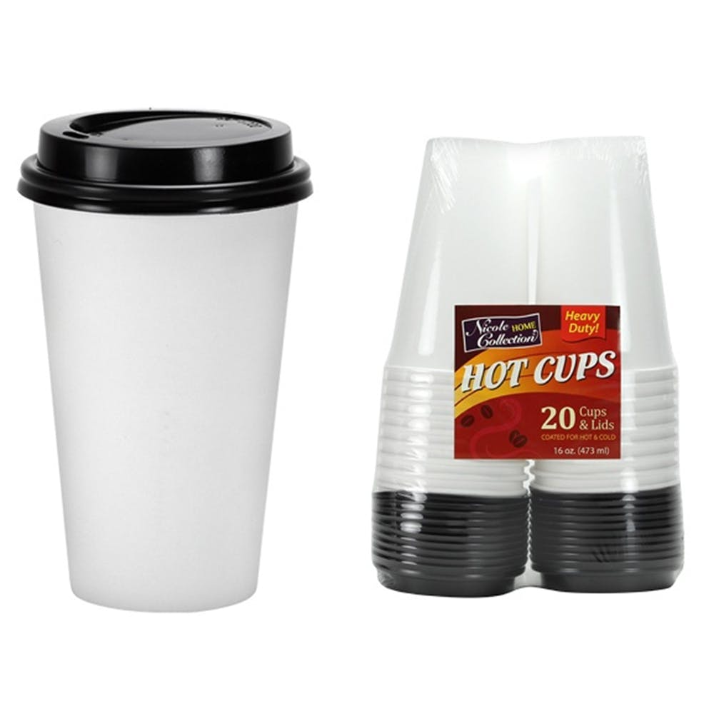 Hot Cups with Lids - White 16 oz 20 Pack 2