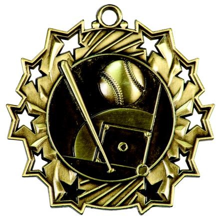 Baseball Ten Star Medal, 2-1/4" 2