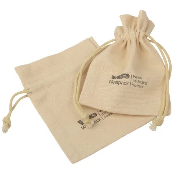 SMALL COTTON AND LINEN DRAWSTRING BAG ( 4'' x 4.7'' ) 2