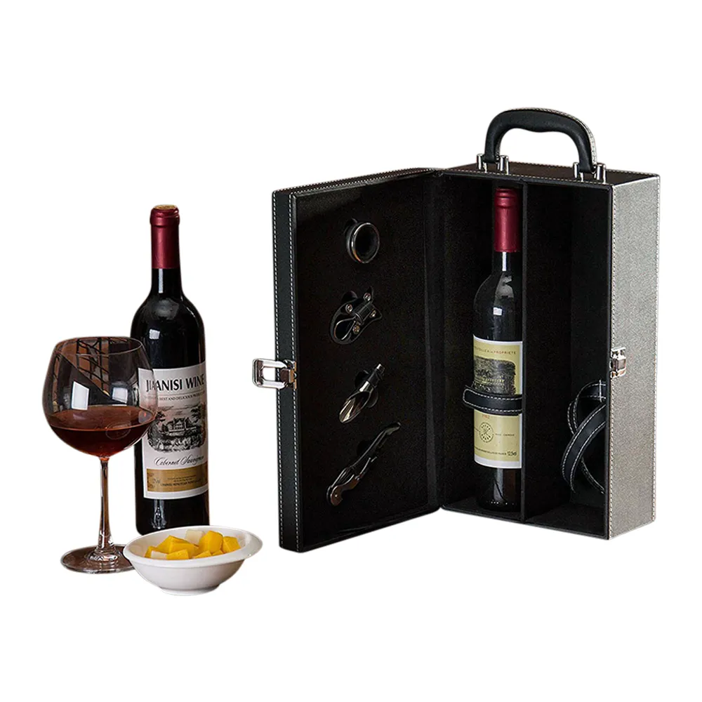 2-Bottle Wine Suitcase with 4-piece Corkscrew Tool Set 5