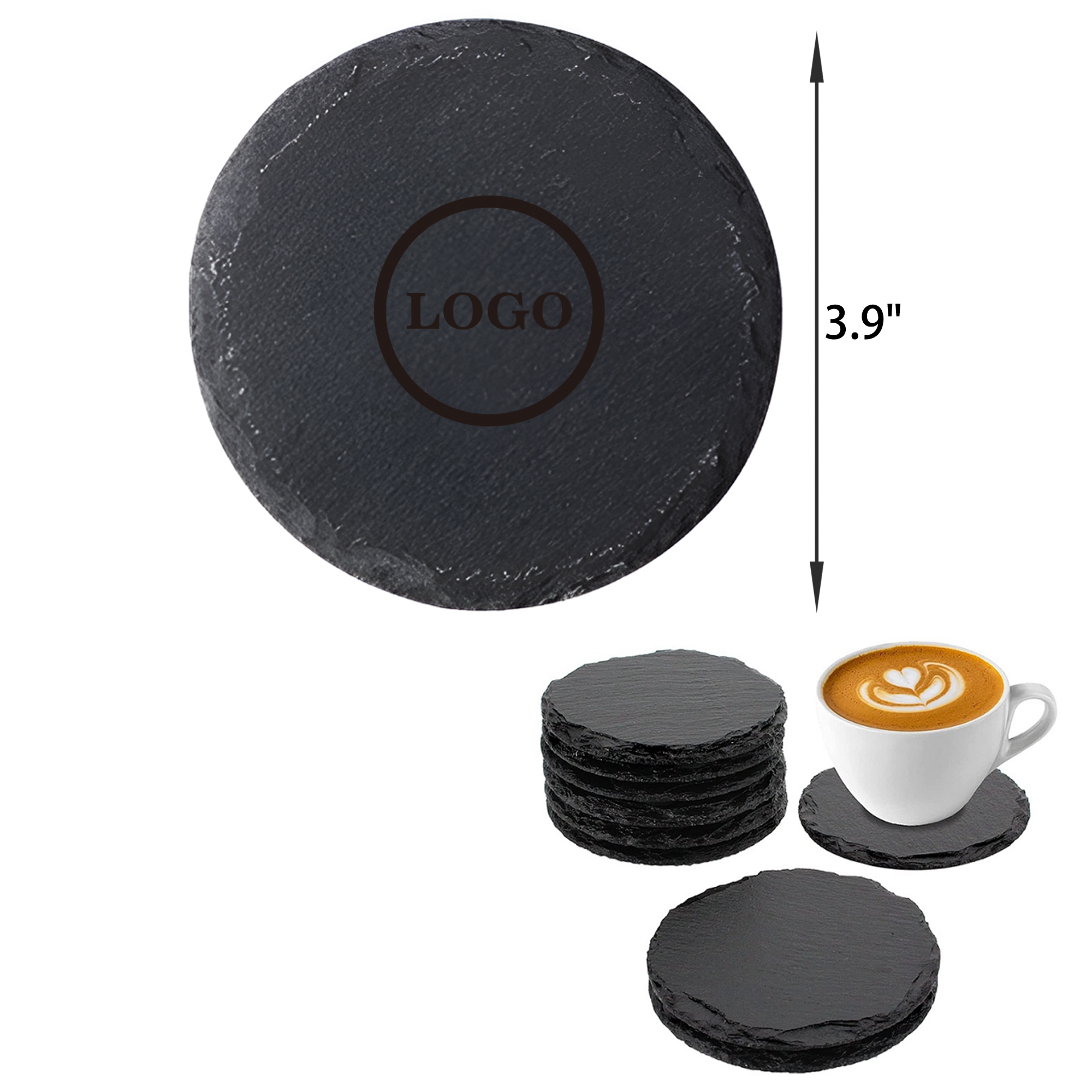 MOQ 50 PCS Heat Insulating Round Slate Coaster 2