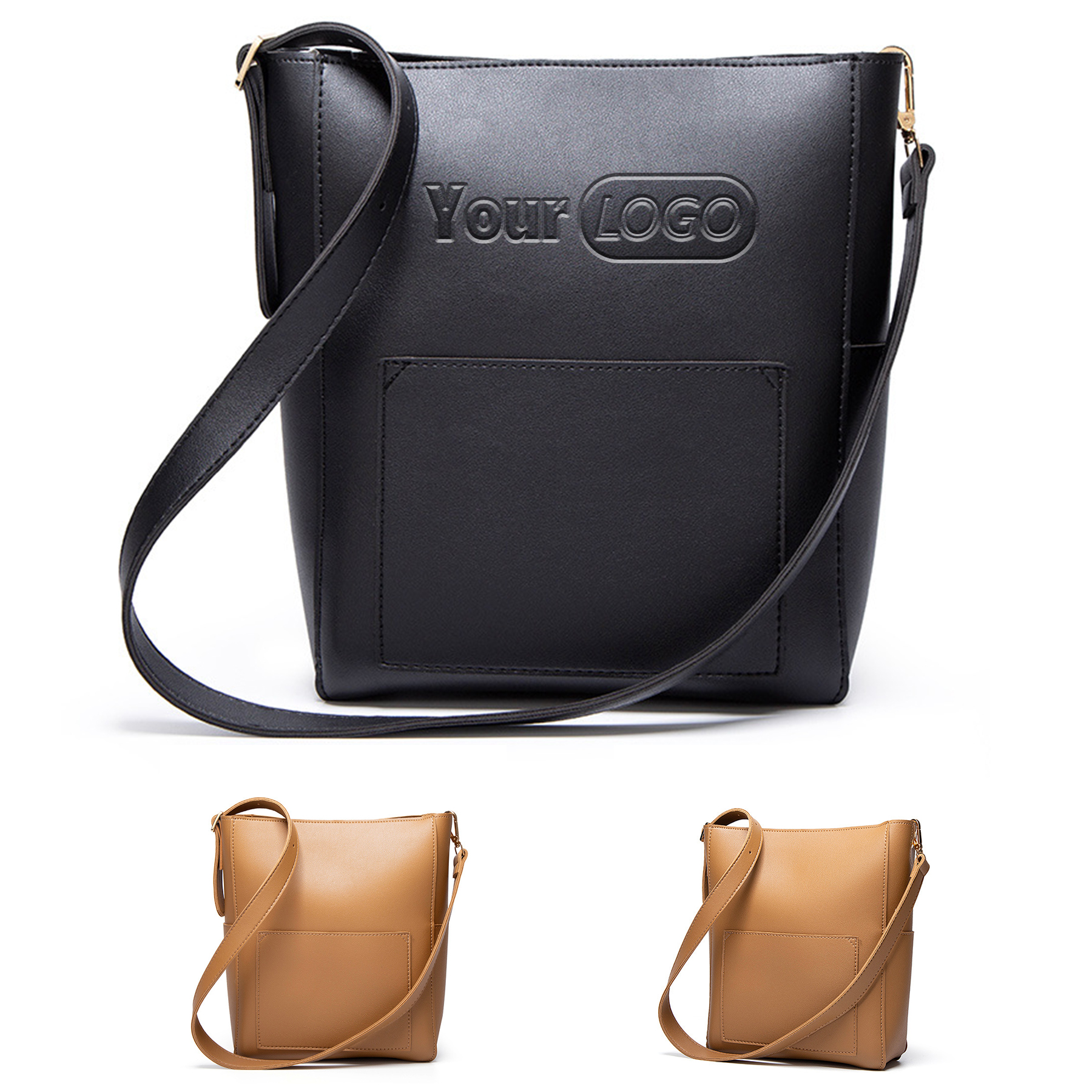 PU Simple vintage bucket tote cross-body bag 1