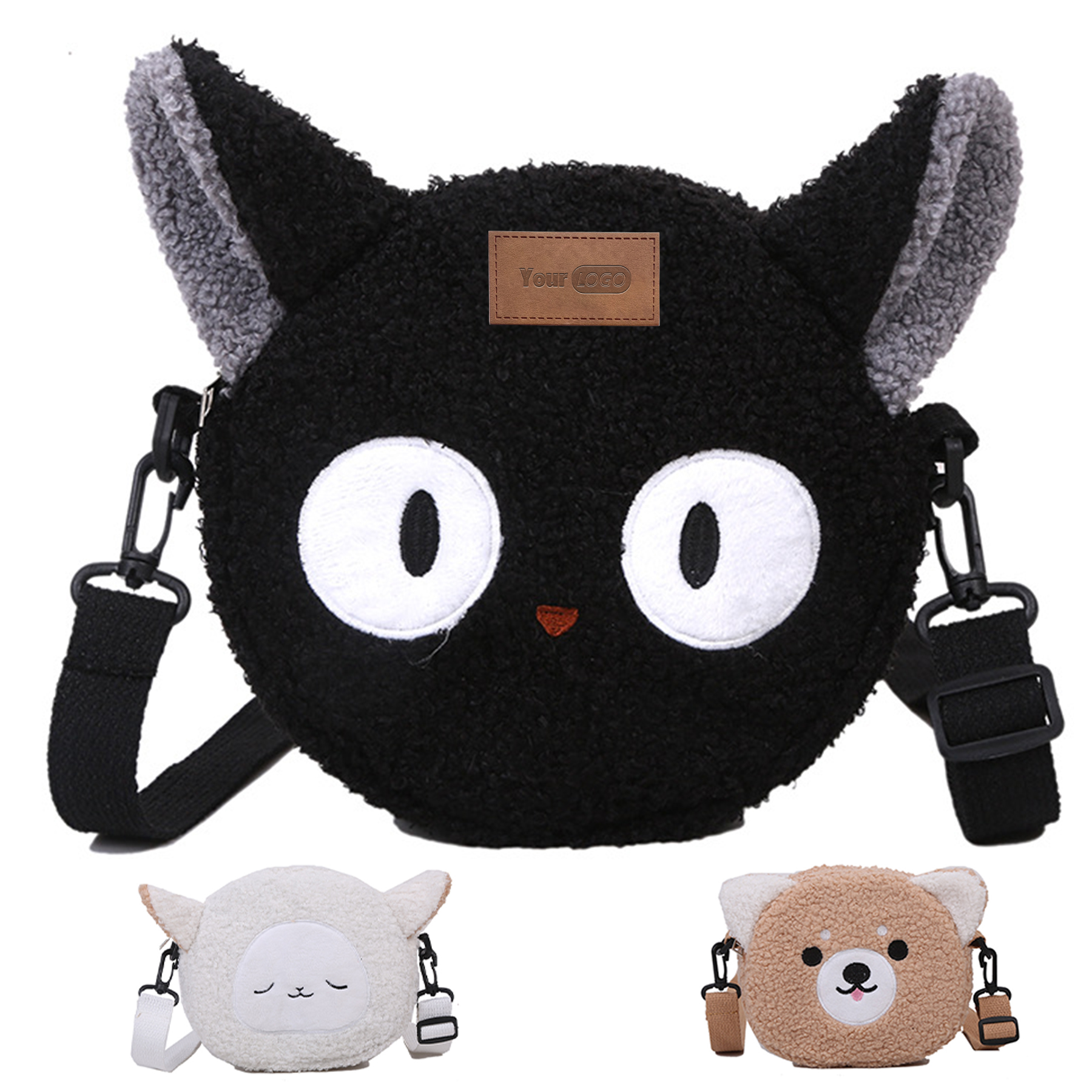 Cotton Cute girl lamb hair shoulder cross-body bag 2