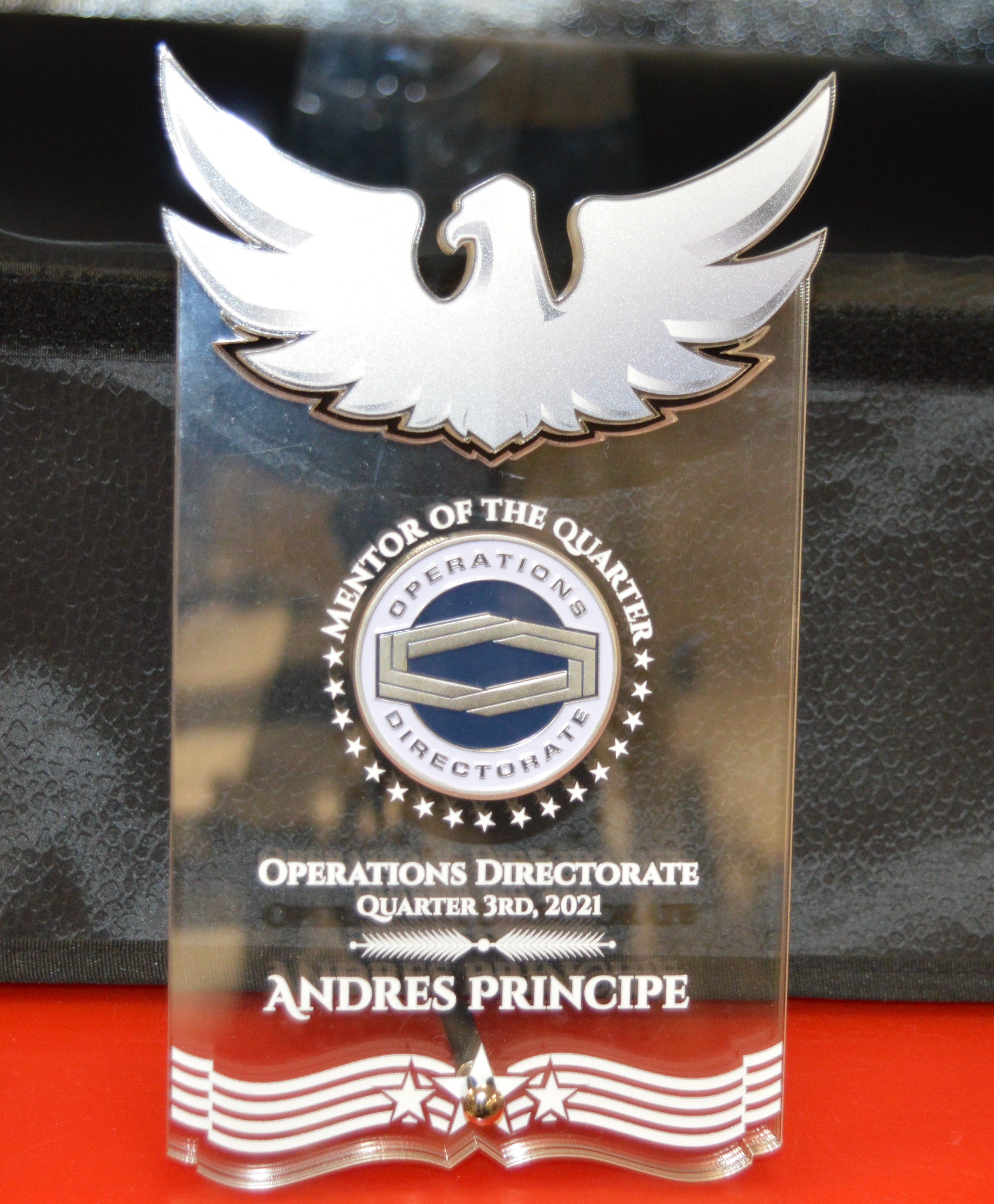 Acrylic Coin Display Free Standing With Eagle Design 3