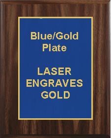 5" x 7" Classic Walnut Finish Plaque with a Blue Designer Plate 1