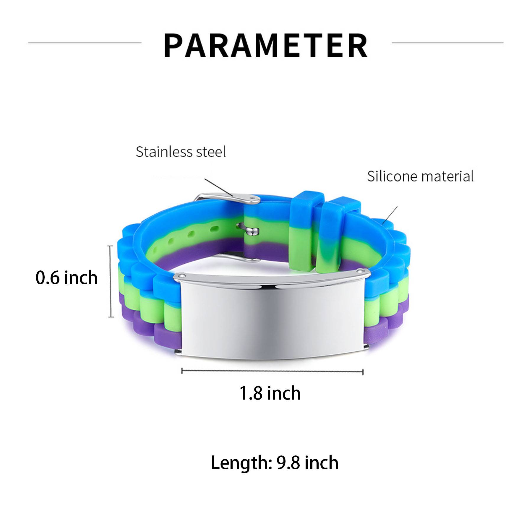 Silicone stainless steel multi-color bracelet 2