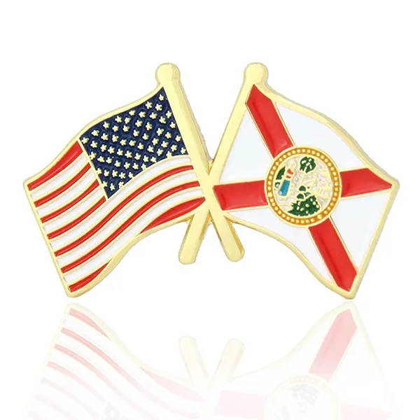 Stock Crossed Flag Pin (USA & USA) 43