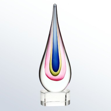 Teardrop Designer Art Glass Award - Pink / Large 2