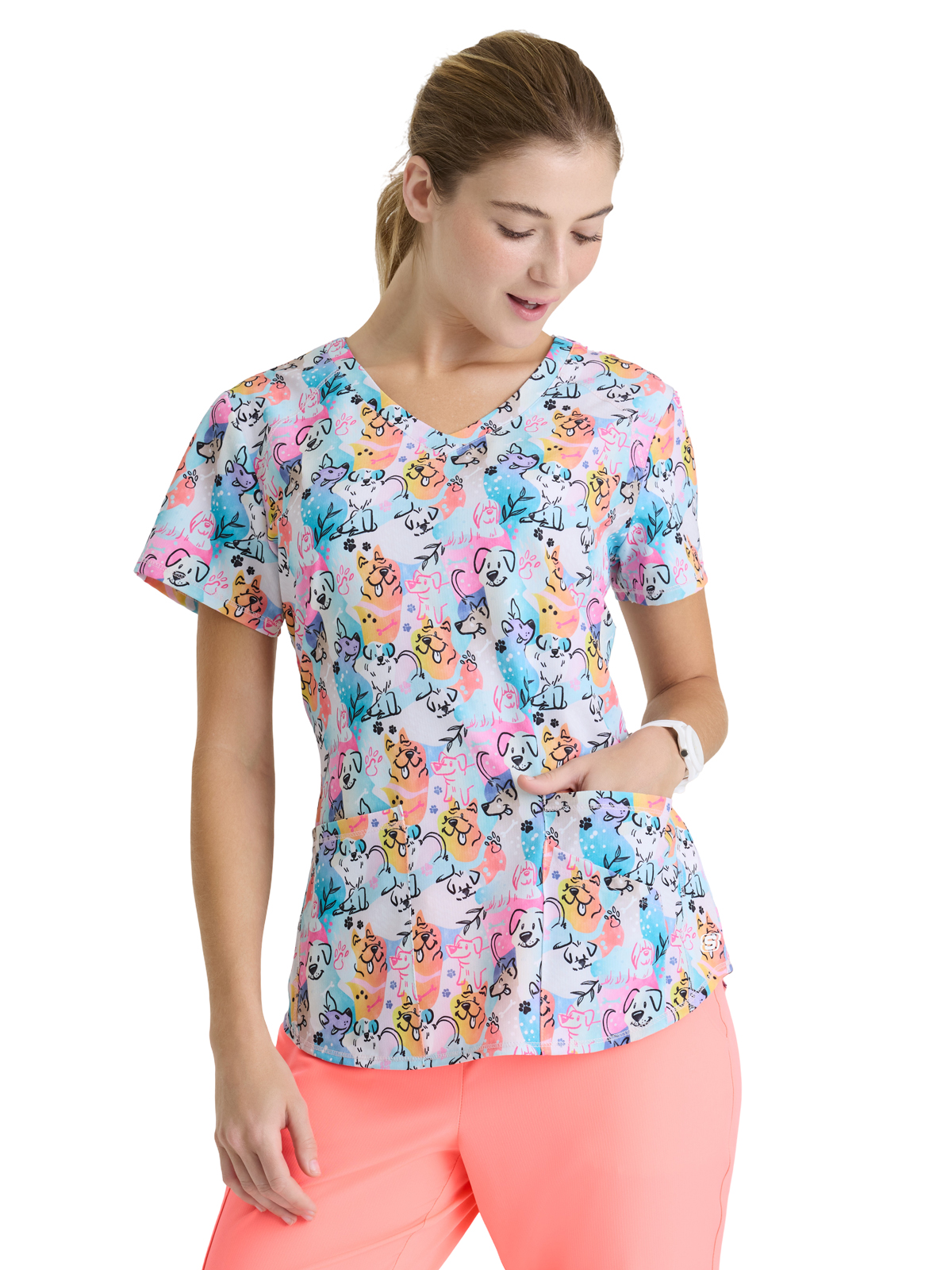 Skechers - Women's Three-Pocket V-Neck Reliance Print Scrub Top 6