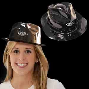 Black Plastic Gangster Fedora Hat 3