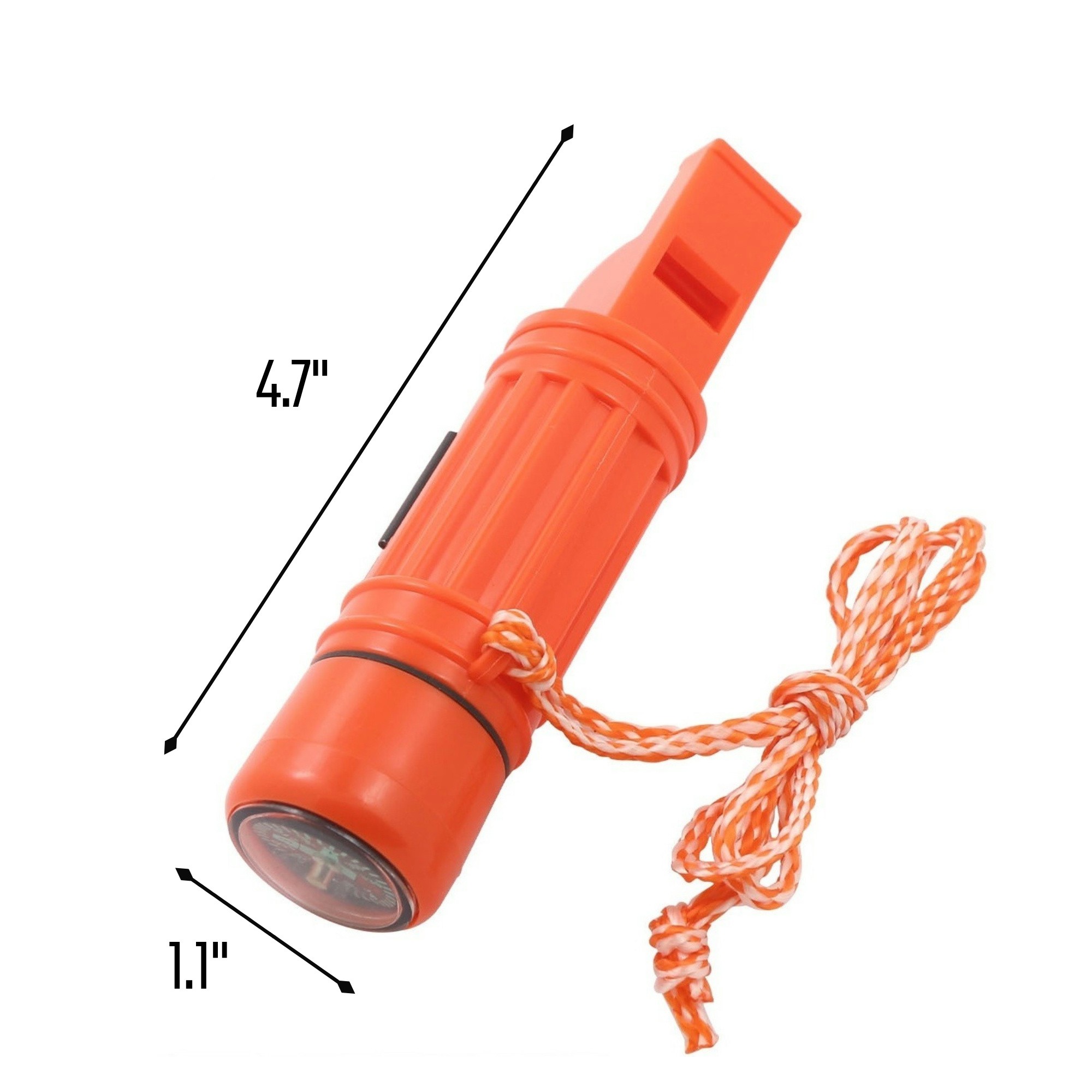 5-in-1 Orange Survival Compass With Whistle 3