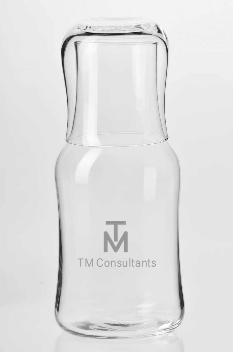 European Glass 2 Piece Water Set - Bedside Night Water Carafe/Desktop - with 20 oz Tumbler 2