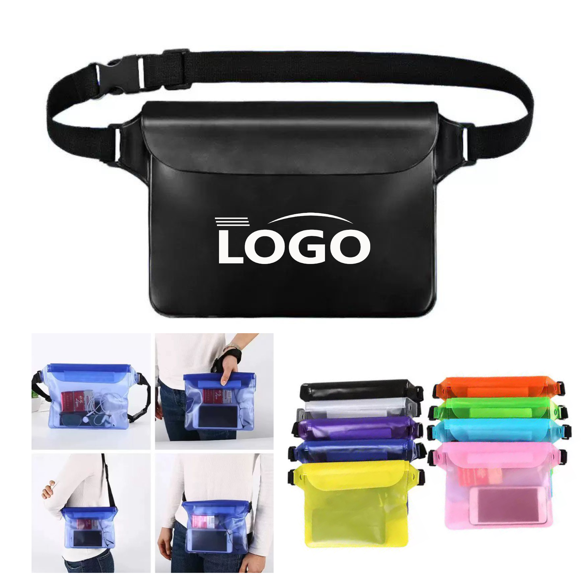 Waterproof Drawstring Pouch with Adjustable Waist Strap 2