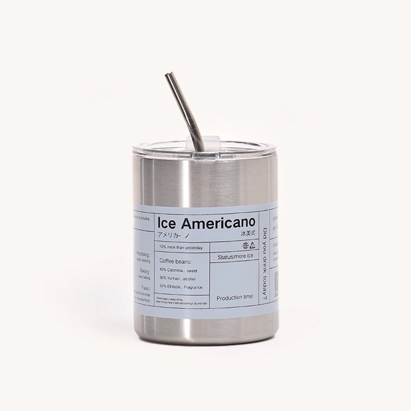 Custom 10 oz Stainless Steel Coffee Mug with Lid and Straw 12