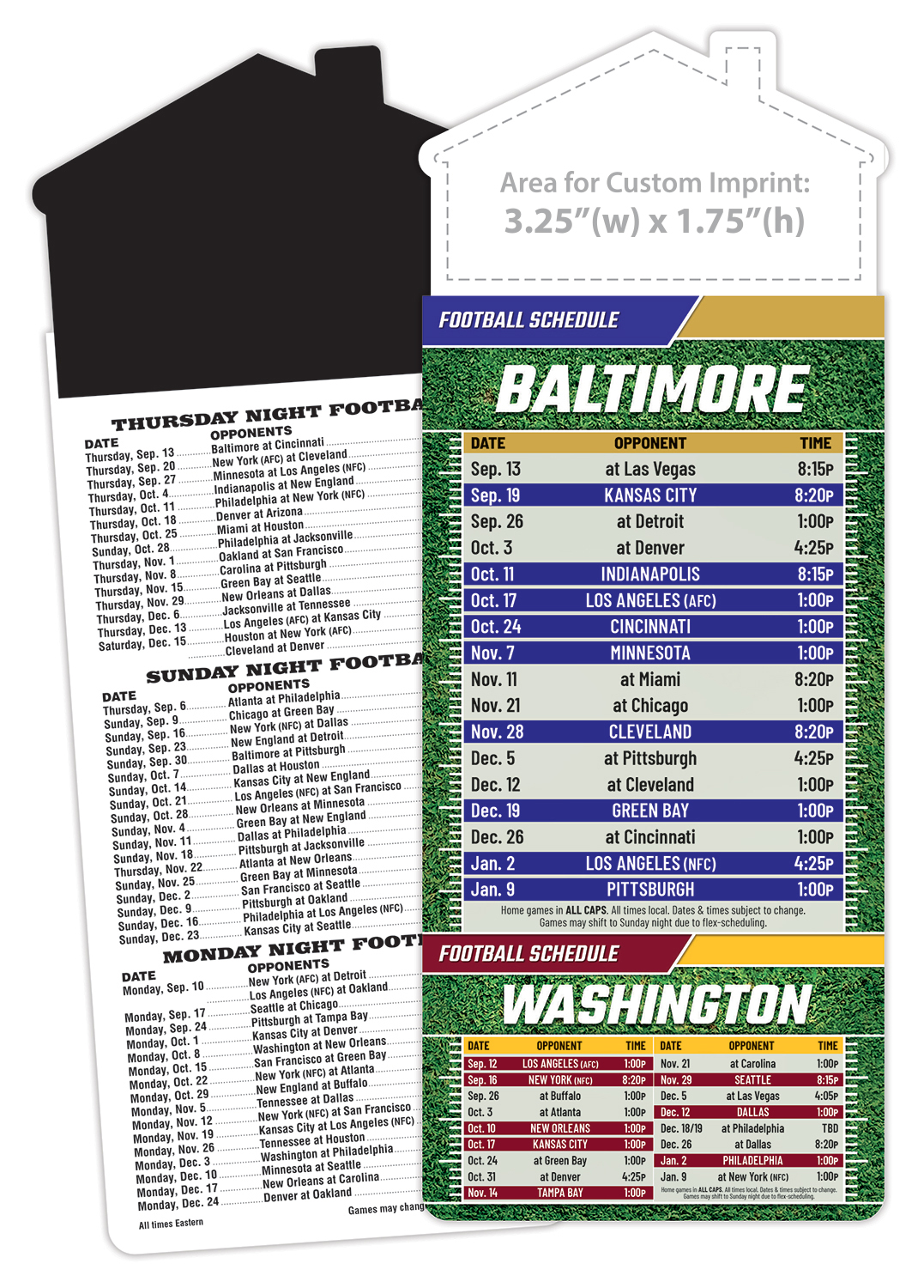Magna-Card House Shape Magnet Football Schedules (3.5x9)