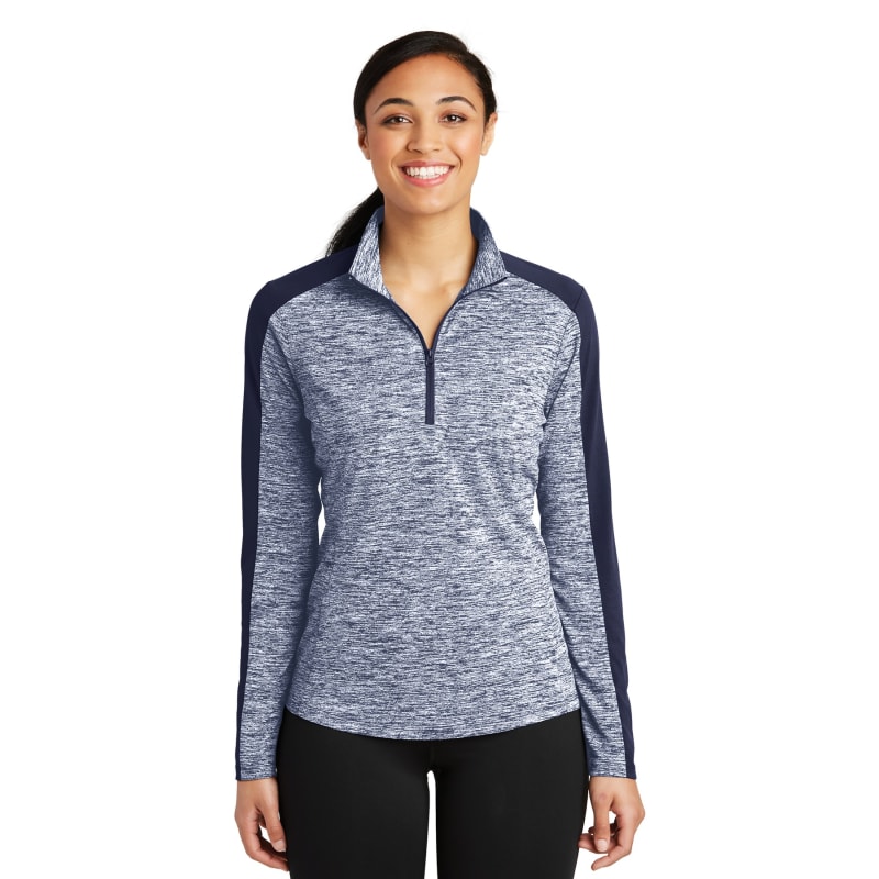 Sport-Tek Women's PosiCharge Electric Heather Colorblock 1/4-Zip Pullover. 19