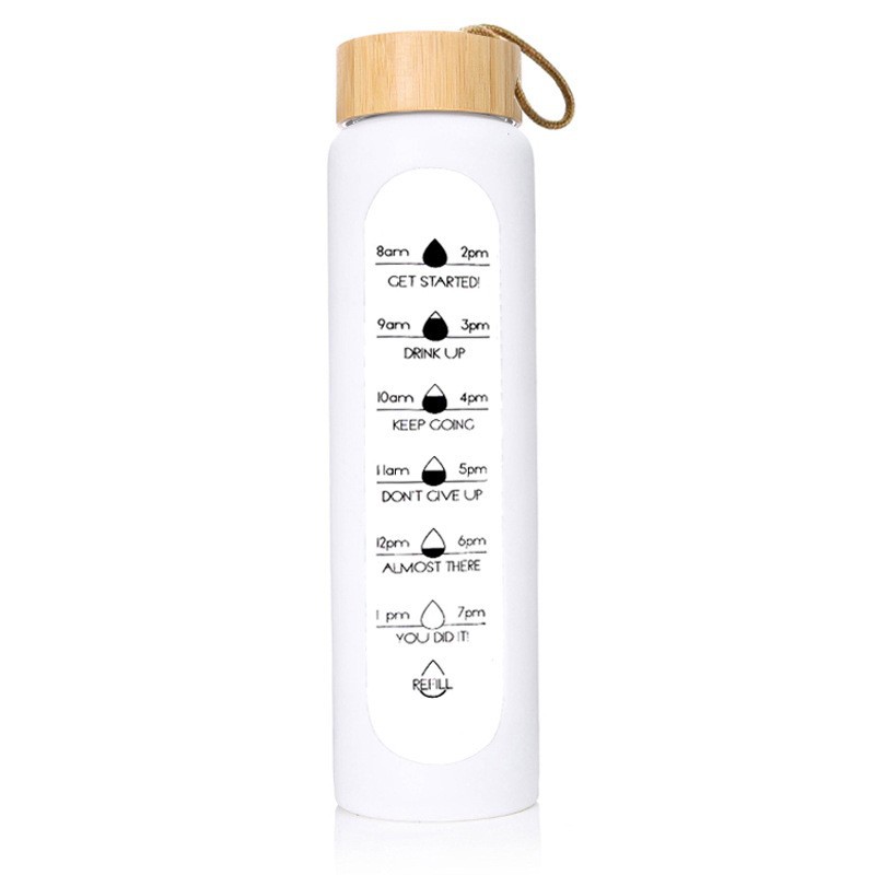 32oz Reusable Glass Bottle w/ Time Mark 11