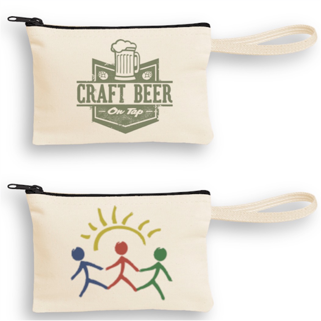 Canvas Wristlet Pouch with Black Zipper 6