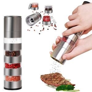 4 In 1 Pepper Grinder With Spice Cans Set For Convenient Seasoning 10