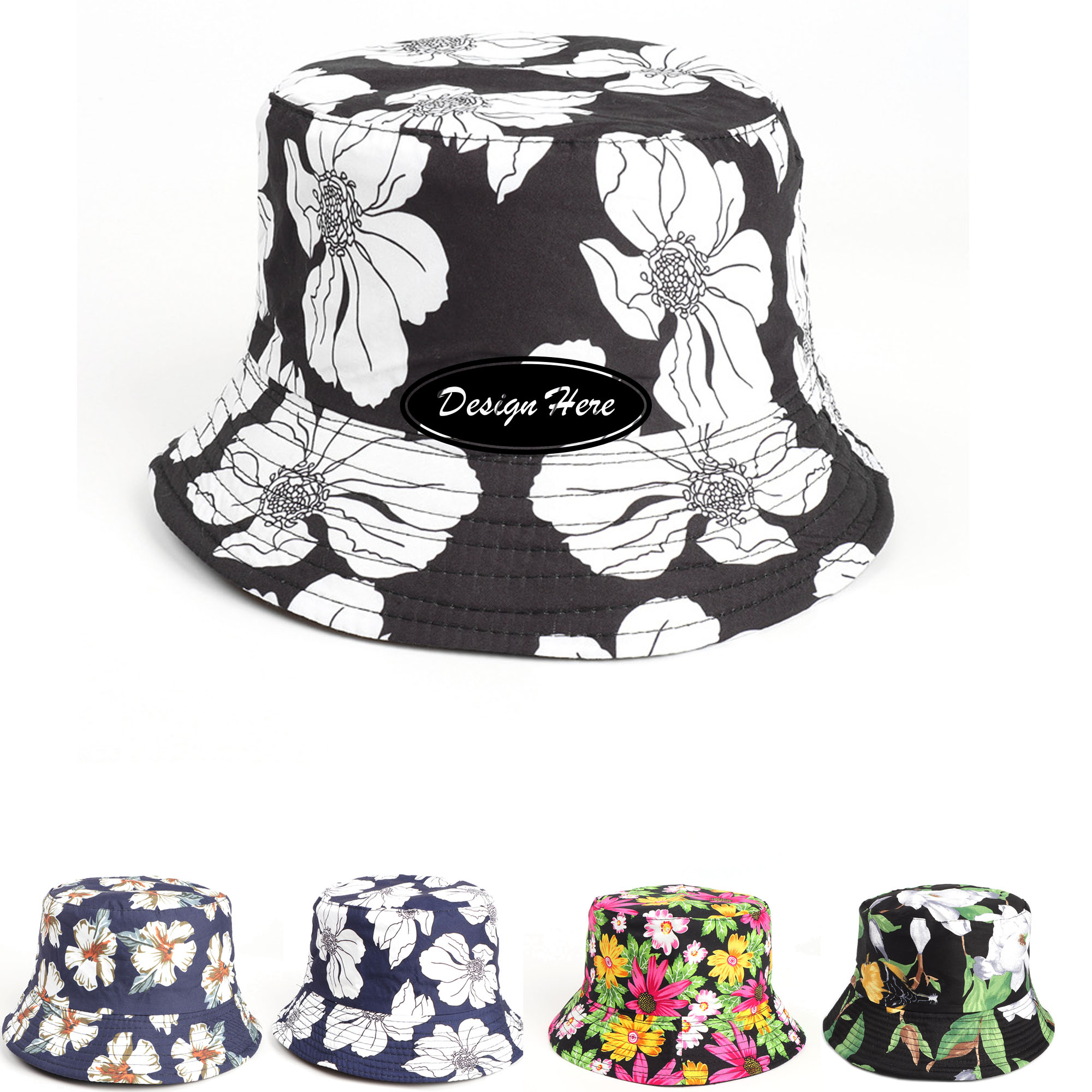 Ethnic Style Flower Bucket Hat Double-sided Colorful 1