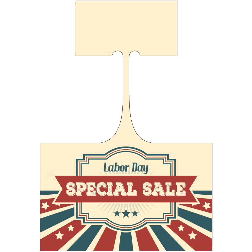 .010 White Gloss Plastic Shelf Dangler, 2.44"x3.88" Rectangle, Full Colour 1