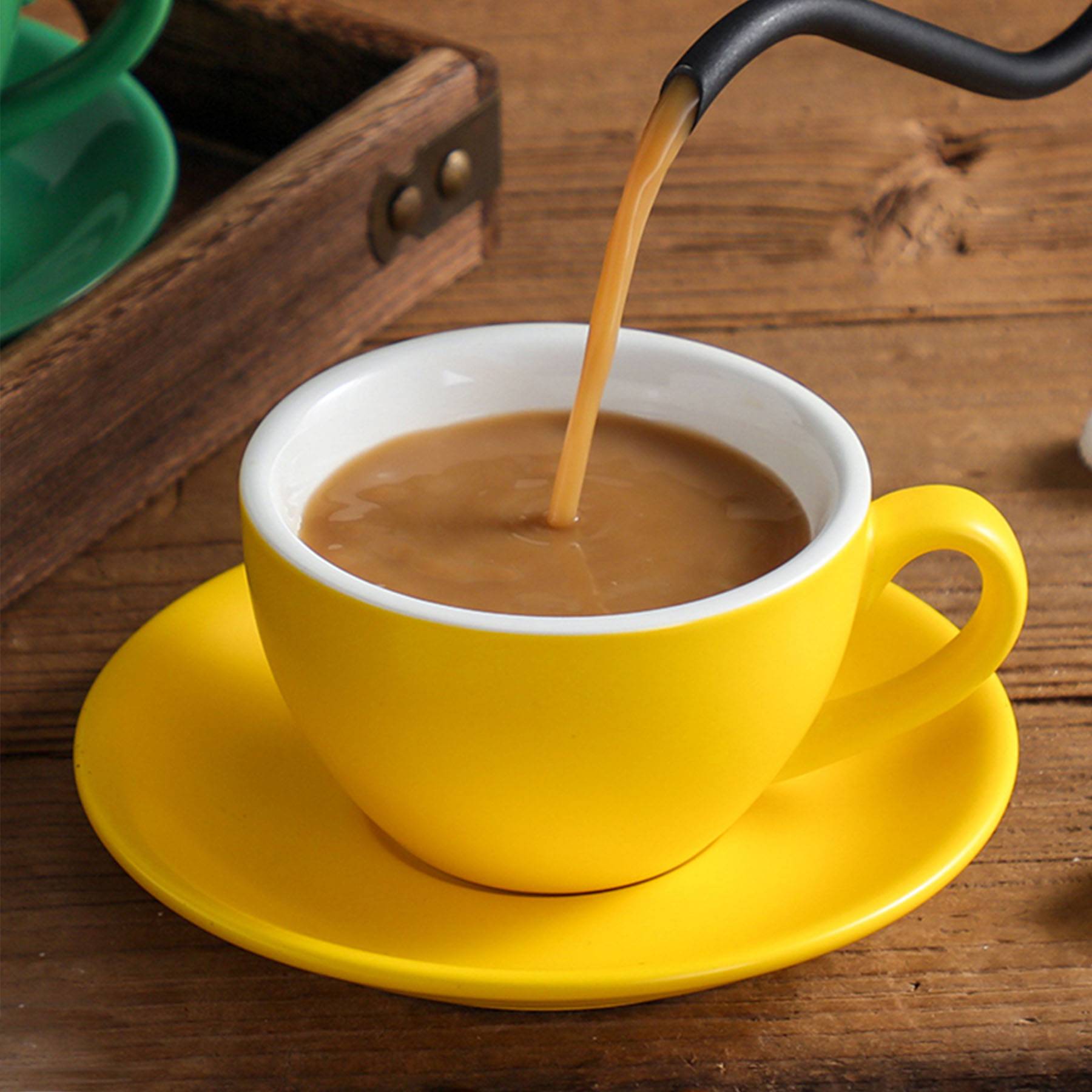 Ceramic 7.7oz multi-color coffee cup and saucer set 3