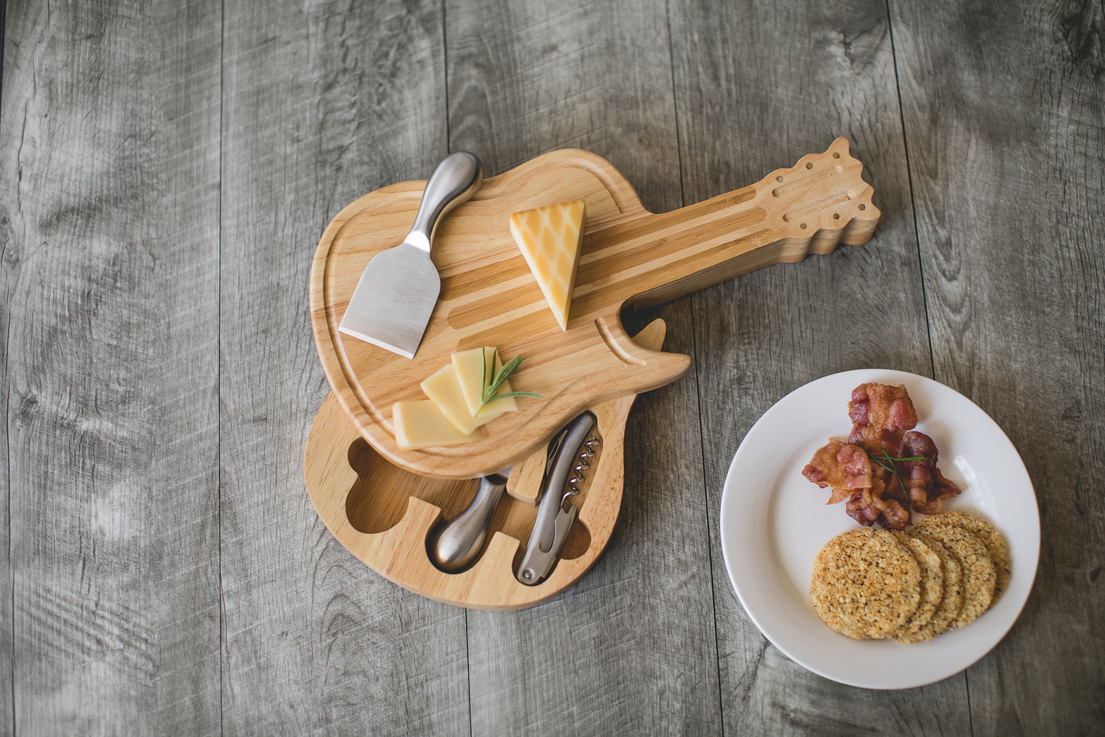 Guitar Cheese Cutting Board & Tools Set 4