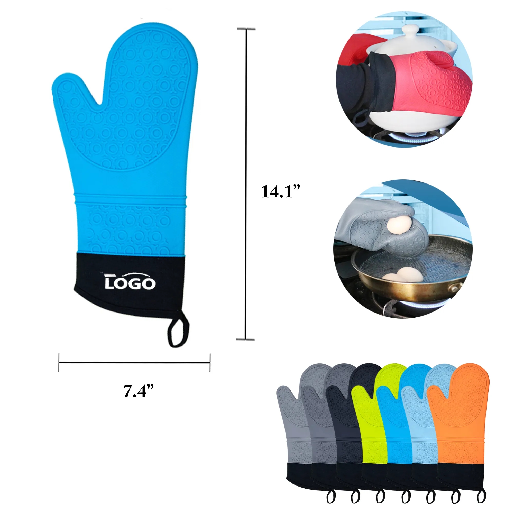 MOQ100 Heat Resistant Silicone Oven Mitts 3