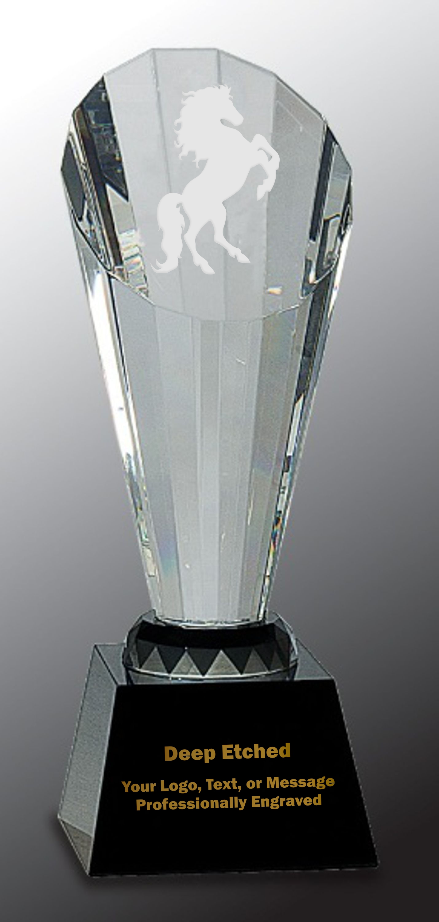 10" Clear Crystal Faceted Rising Spire Award on Black Base