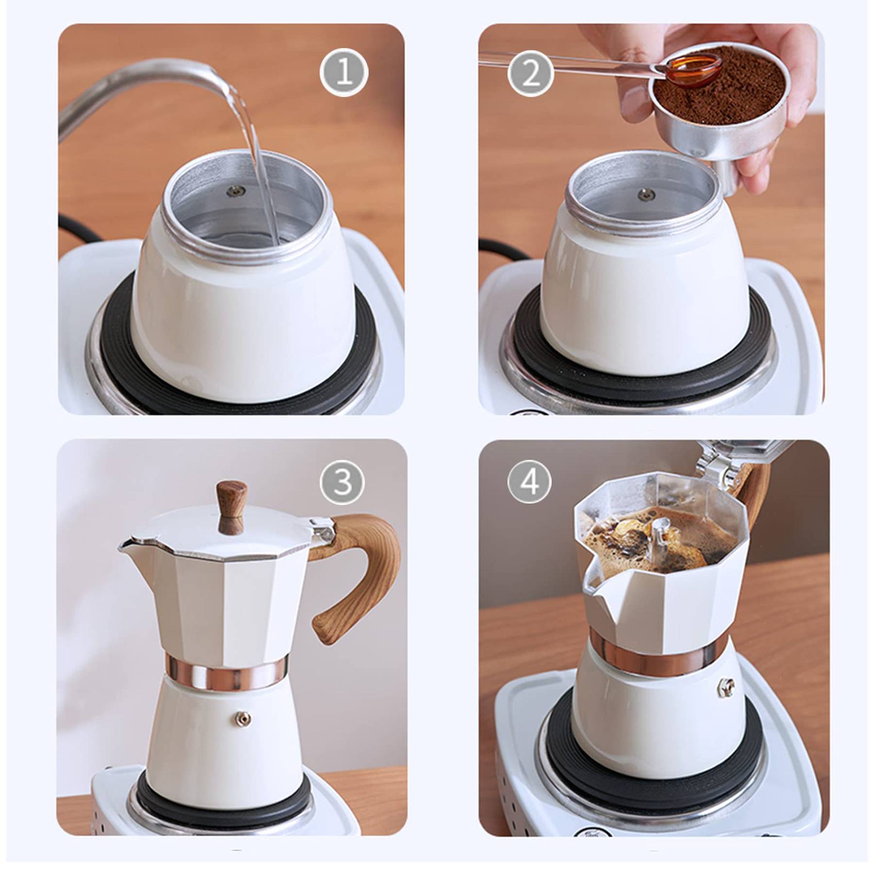 100ML Stovetop Espresso Maker Hand Brewed Coffee Pot 4
